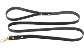 Guinzaglio in Vera Pelle di Alta qualità per Cani Guinzaglio per cane in pelle nera, 120 cm, resistente, clip dorata robusta per facile attacco.