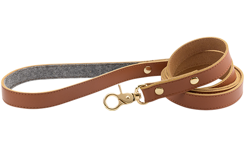 Guinzaglio per cane in pelle marrone, 120 cm, resistente, gancio dorato e borchie per un look lussuoso.