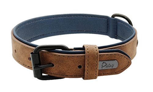 Collare di Lusso in Velluto per Cani Collare per cane in velluto marrone, lunghezza 49-52cm, con fibbia metallica nera e D-ring per un look stiloso.