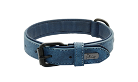 Collare di Lusso in Velluto per Cani Collare per cane in velluto blu, lunghezza 35-37cm e larghezza 1,7cm, con fibbia metallica nera e D-ring per un look stiloso.