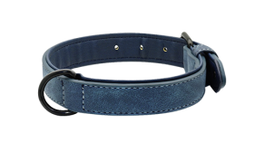 Collare di Lusso in Velluto per Cani Collare per cane in velluto blu con fodera interna morbida, lunghezza 35-37cm e larghezza 1,7cm, per comfort e durata.