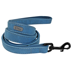 Guinzaglio di lusso in velluto blu, 120 cm, facile da impugnare, con gancio nero resistente, per passeggiate comode.
