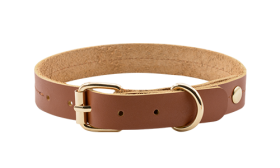 Collare in Vera Pelle di Alta Qualità per Cani Collare per cane in pelle marrone, 27-34 cm, 2,2 cm di larghezza, fibbia dorata e D-ring per resistenza.