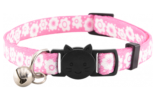 Collare per gatto con design floreali colorati e campanellino, regolabile e leggero, stiloso e sicuro.