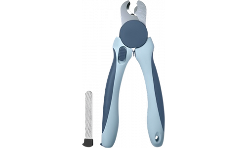 Tagliaunghie per cane blu con manici ergonomici e protezione di sicurezza, con lima metallica, adatto per cani e gatti.