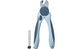 Tagliaunghie per cane blu con manici ergonomici e protezione di sicurezza, con lima metallica, adatto per cani e gatti.